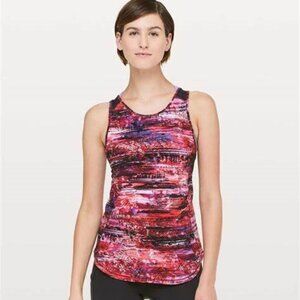 Lululemon Sculpt Tank II Muscle Tee in Dahliascape Multicolor Pink / Black Mesh